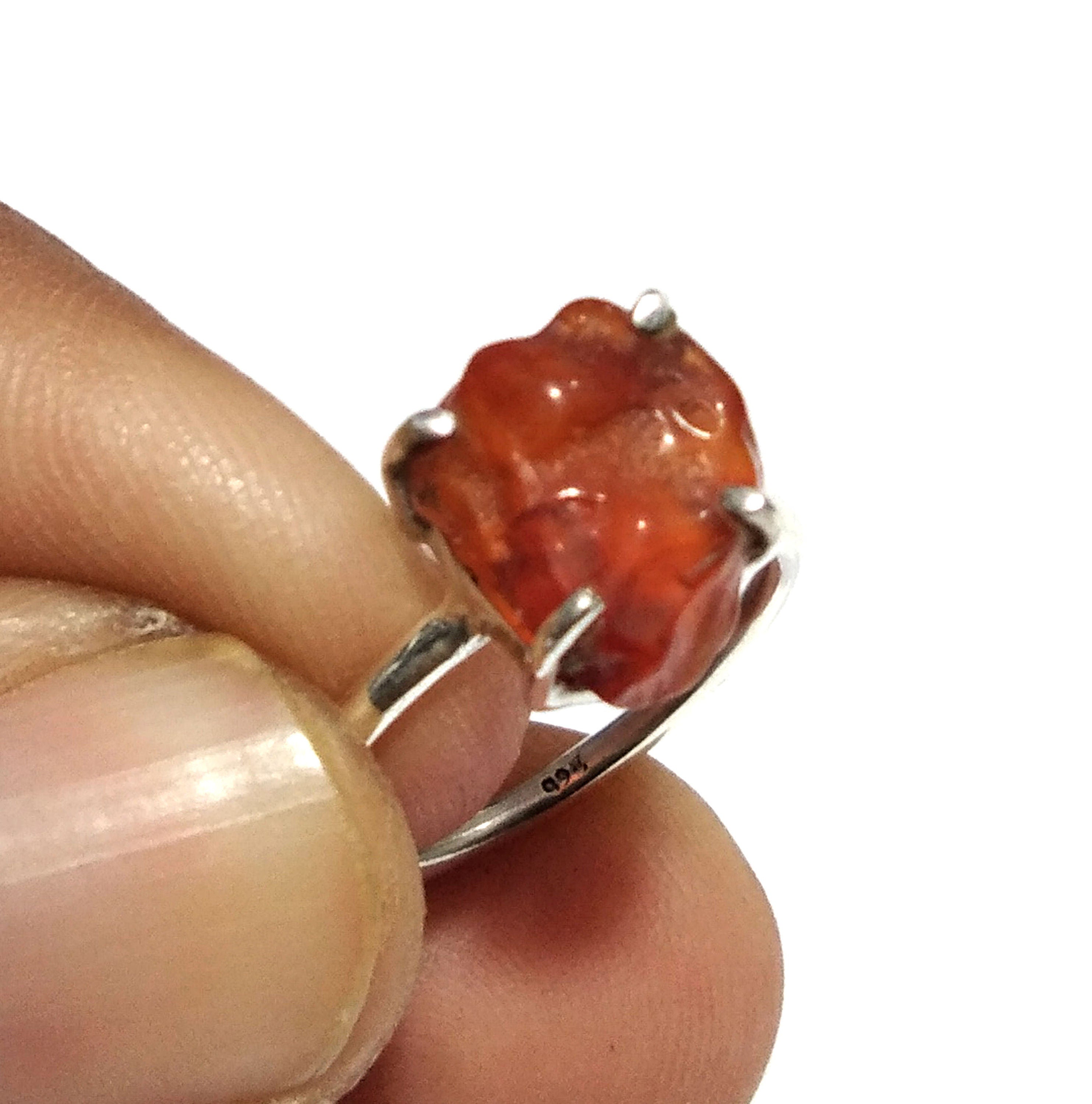 Natural Raw Carnelian Gemstone Ring, 925 Solid Sterling Silver Ring, Carnelian Stone Size 11x9 mm Handmade Ring, Gift Minimalist Ring